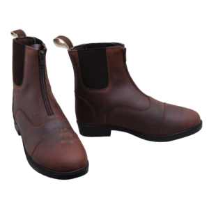 Front zipper ankle-length riding boot