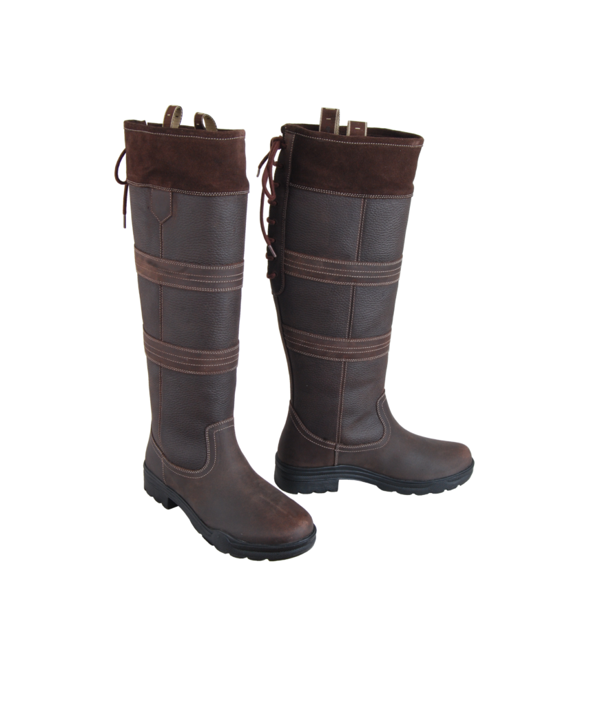 Nubuck Leather knee boots for riders with contrast suede panel - SB ...