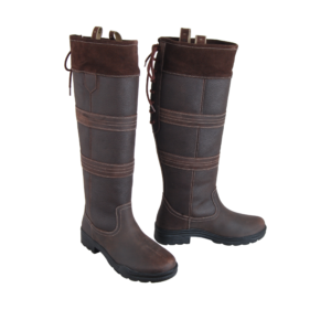 Nubuck Leather knee boots for riders with contrast suede panel