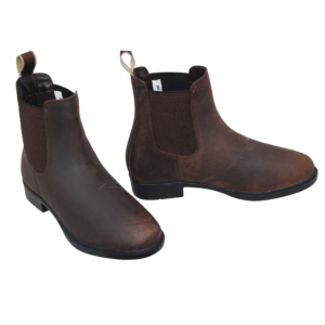 Nubuck leather pull-on ankle rider boots