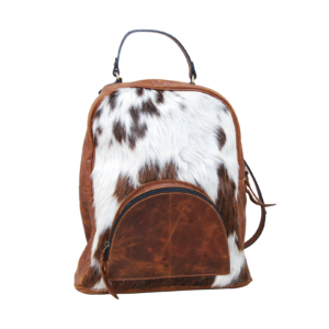 Backpack with Cow hide on the Front with Tan Crunch leather Trim