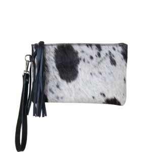Western Wristlet with Jersey Cowhide & Black Leather Tassel