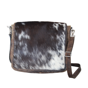 Western Messenger with Jersey Cowhide & Distressed Leather