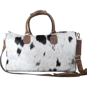 Western Duffel Bag with Jersey Cowhide & Distressed Leather