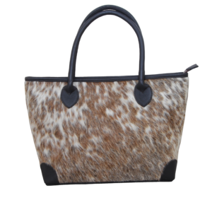 Western Purse with Cowhide Leather Patched Corners & Leather Handles