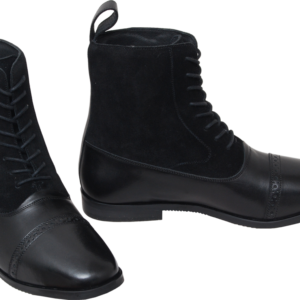 Paddock ankle boot for riders in contrast leather with front lace up