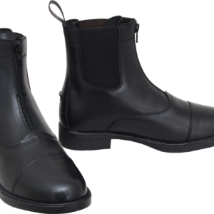 Jodhpur ankle boot for riders in corrected grain leather with front zip closure