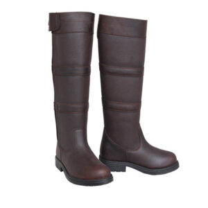 Country knee-high boot for riders in crazy horse leather and side zip closure