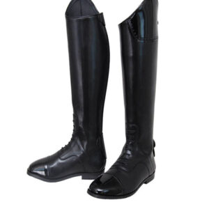 Field knee-high rider boots with patent trims