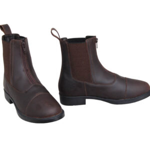 Front zipper crazy horse jodhpur boot for riders