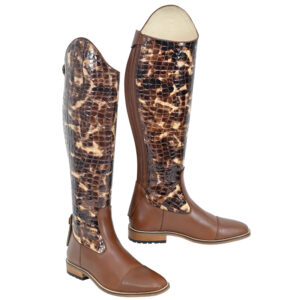 Dressage Boot With Box Calf Smooth Brown  Plated Croco Patent  Leather