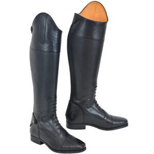 Field Boot With Cow Imported Black Cow Snake
