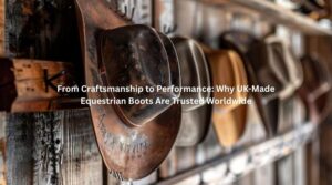 UK equestrian boots craftsmanship workshop with traditional leather riding boots