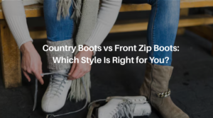 Brown country boots and black front zip riding boots placed side by side for style and comfort comparison.