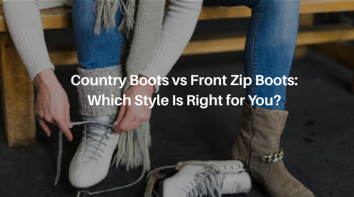 Brown country boots and black front zip riding boots placed side by side for style and comfort comparison.